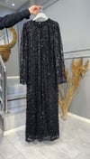 NEVON 7506 KOMPLE PUL PAYET İŞLEMELİ ABAYA TAKIM