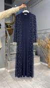 NEVON 787 İNCİ İŞLEMELİ TÜL 2'Lİ ABAYA TAKIM 