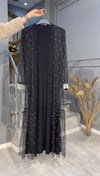 NEVON 787 İNCİ İŞLEMELİ TÜL 2'Lİ ABAYA TAKIM 