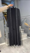 NEVON 788 ŞERİT HALİNCE İNCİ İŞLEMELİ TÜL 2'Lİ ABAYA TAKIM