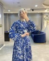 NEVON 7999-16 DESENLİ VE KOLYE DETAYLI ŞİFON ELBİSE