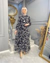 NEVON 7999-16 DESENLİ VE KOLYE DETAYLI ŞİFON ELBİSE
