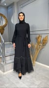 NEVON 862 ŞERİT TAŞ İŞLEME DETAYLI ŞİFON ELBİSE