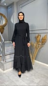 NEVON 862 ŞERİT TAŞ İŞLEME DETAYLI ŞİFON ELBİSE