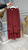 NEVON 9360 KOLLARI TAŞ İŞLEME DETAYLI ŞİFON PANTOLON TAKIM