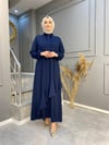 Nevon Taş İşleme ve Fırfır Detaylı  Elbise 