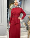 NEVON1133 KOLLARI VE YAKASI İŞLEMELİ ELBİSE