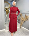 NEVON1133 KOLLARI VE YAKASI İŞLEMELİ ELBİSE