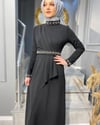NEVON1133 KOLLARI VE YAKASI İŞLEMELİ ELBİSE