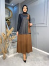 NEVON21Y3071 ÖZEL KOLEKSİYON DERİ DETAYLI TRİKO ELBİE MODELİMİZ