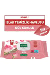 Komili Islak Havlu Mendil 90 Yaprak Gül Kokulu Pratik Kapaklı