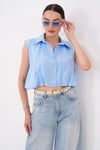 Kadın Altı Lastik Detaylı Kolsuz Gömlek 260603 -