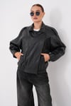 Kadın Apoletli Oversize Deri Ceket 265292 -