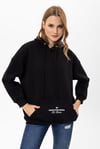 Kadın Arkası Baskı Detaylı Kanguru Cepli Kapüşonlu Oversize Sweatshirt
