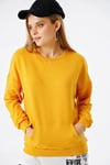 Kadın Arkası Harward Baskılı Çift Görünümlü Kanguru Cepli Oversize Sweatshirt