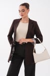 Kadın Astarı Leopar Desenli Tek Düğme Kapamalı Blazer Ceket 260327 - 265324