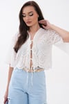 Kadın Bağcık Detaylı Brodeli Bluz - 260461