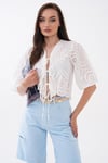 Kadın Bağcık Detaylı Brodeli Bluz - 260461