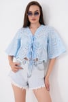 Kadın Bağcık Detaylı Brodeli Bluz - 260461