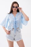 Kadın Bağcık Detaylı Brodeli Bluz - 260461