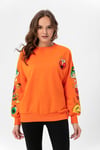 Kadın Baskı Detaylı Bisiklet Yaka Oversize Sweatshirt 235262 -
