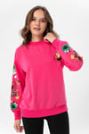 Kadın Baskı Detaylı Bisiklet Yaka Oversize Sweatshirt 235262 -