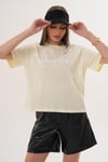 Kadın Baskı Detaylı Bisiklet Yaka Oversize Tişört - 260059
