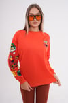 Kadın Baskı Detaylı Bisiklet Yaka Oversize Sweatshirt 245222 -