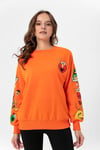 Kadın Baskı Detaylı Bisiklet Yaka Oversize Sweatshirt 245222 -