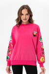Kadın Baskı Detaylı Bisiklet Yaka Oversize Sweatshirt 245222 -