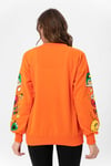 Kadın Baskı Detaylı Bisiklet Yaka Oversize Sweatshirt 235262 -