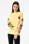 Kadın Baskı Detaylı Bisiklet Yaka Oversize Sweatshirt 245222 -