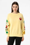 Kadın Baskı Detaylı Bisiklet Yaka Oversize Sweatshirt 245222 -