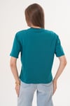 Kadın Baskı Detaylı Bisiklet Yaka Oversize Tişört - 260059