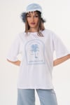 Kadın Baskı Detaylı Bisiklet Yaka Oversize Tişört - 260063