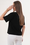 Kadın Baskı Detaylı Bisiklet Yaka Oversize Tişört - 260059