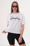 Kadın Baskı Detaylı Bisiklet Yaka Oversize Tişört - 260059