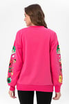 Kadın Baskı Detaylı Bisiklet Yaka Oversize Sweatshirt 245222 -