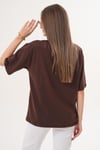 Kadın Baskı Detaylı Bisiklet Yaka Oversize Tişört - 260060