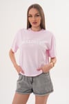 Kadın Baskı Detaylı Bisiklet Yaka Oversize Tişört - 260059