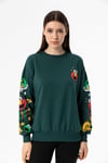 Kadın Baskı Detaylı Bisiklet Yaka Oversize Sweatshirt 245222 -