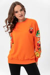Kadın Baskı Detaylı Bisiklet Yaka Oversize Sweatshirt 245222 -