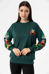 Kadın Baskı Detaylı Bisiklet Yaka Oversize Sweatshirt 245222 -