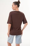 Kadın Baskı Detaylı Bisiklet Yaka Oversize Tişört 260256 -