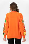 Kadın Baskı Detaylı Bisiklet Yaka Oversize Sweatshirt 245222 -