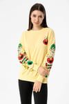 Kadın Baskı Detaylı Bisiklet Yaka Oversize Sweatshirt 245222 -