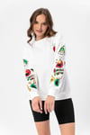 Kadın Baskı Detaylı Bisiklet Yaka Oversize Sweatshirt 245222 -