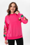 Kadın Baskı Detaylı Bisiklet Yaka Oversize Sweatshirt 235262 -