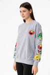 Kadın Baskı Detaylı Bisiklet Yaka Oversize Sweatshirt 245222 -