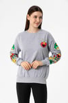 Kadın Baskı Detaylı Bisiklet Yaka Oversize Sweatshirt 245222 -